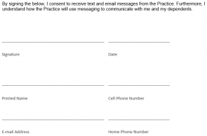 screenshot of text messaging consent form